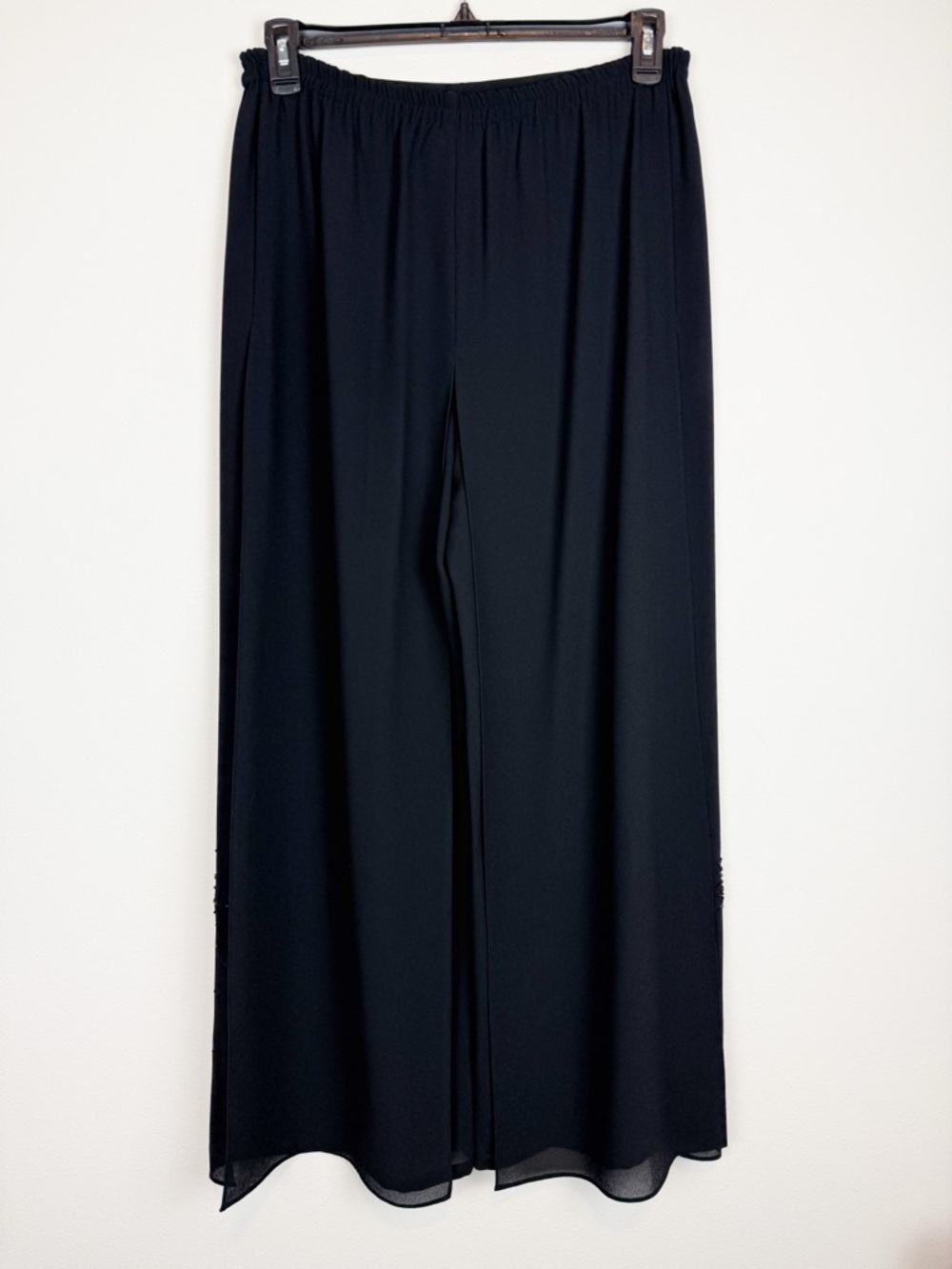 Vintage Adrianna Papell Evening Essentials Black Beaded Duster Pants Set Medium - Picture 12 of 13